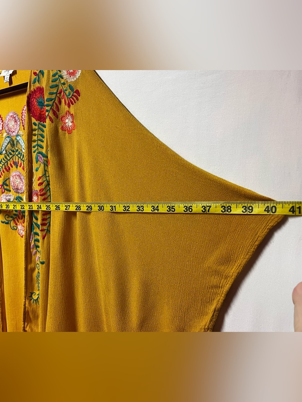 Umgee Mustard Yellow Floral Embroidered Kimono Cardigan M/L Oversized Boho Artsy - Picture 16 of 16